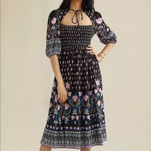 NEW Anthropologie Dasha Smocked MIDI Dress Floral Z394-8